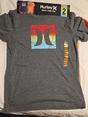 Hurley Boys' Gray Graphic Logo Tee - Gray/Multicolor